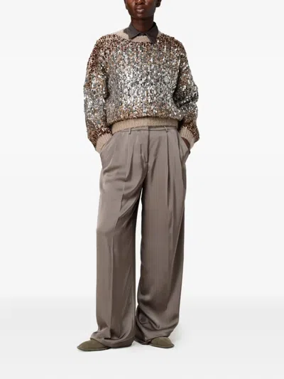 Brunello Cucinelli Long-sleeve Collared Shirt In Gray