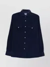 Brunello Cucinelli Men Easy Fit Western Shirt In Corduroy In Blue