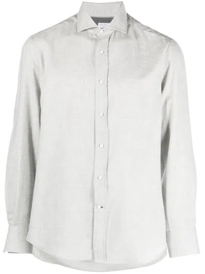 Brunello Cucinelli Long-sleeve Cotton Shirt In Grey