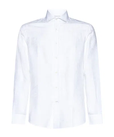 Brunello Cucinelli Long-sleeve Cotton-blend Shirt In White