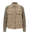 Brunello Cucinelli Two-material 'shiny Flap Detail' Down Jacket