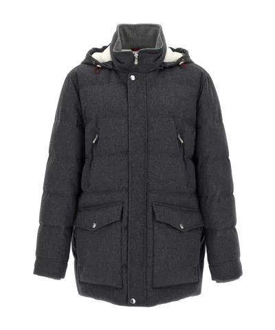 Brunello Cucinelli Long Sleeve Cotton Coat In Black
