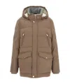 Brunello Cucinelli Flannel Down Jacket Puffer Jackets Beige In Brown