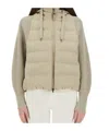 Brunello Cucinelli Down Jacket With Knitted Sleeves In Multi