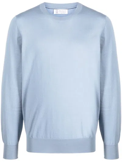 Brunello Cucinelli Long-sleeve Cotton Jumper In Blau