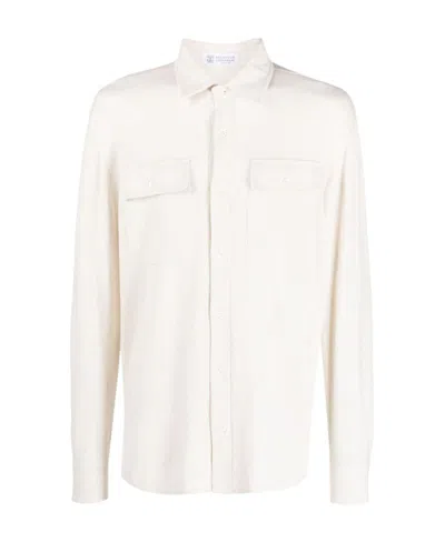 Brunello Cucinelli Long-sleeve Cotton Shirt In White