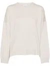 Brunello Cucinelli Long Sleeve Crew-neck Sweater In Beige