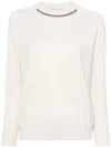 Brunello Cucinelli Monili-chain Knitted Top In Beige