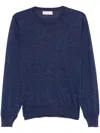 Brunello Cucinelli Virgin Wool-cashmere Crew Neck Jumper In Blue