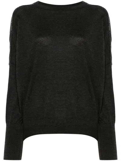 Brunello Cucinelli Long Sleeve Crew-neck Sweater In Gray
