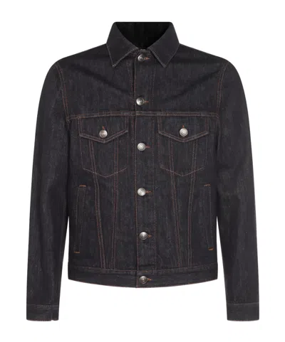 Brunello Cucinelli Long Sleeve Denim Jacket In Blue