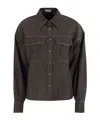 Brunello Cucinelli Long Sleeve Denim Shirt In Brown