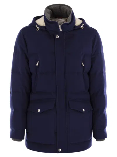 Brunello Cucinelli Long Sleeve Down Jacket In Blue