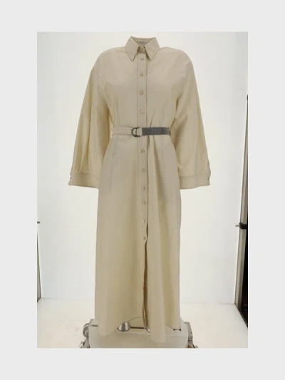 BRUNELLO CUCINELLI BRUNELLO CUCINELLI BELTED LONG SLEEVED MIDI DRESS