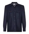 Brunello Cucinelli Virgin Wool Flannel Overshirt With Pockets In Blue