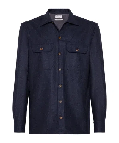 BRUNELLO CUCINELLI BRUNELLO CUCINELLI FLAP POCKET LONG-SLEEVED SHIRT
