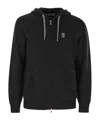 Brunello Cucinelli Cashmere Zip-up Hoodie Featuring Drawstring Hood In Black