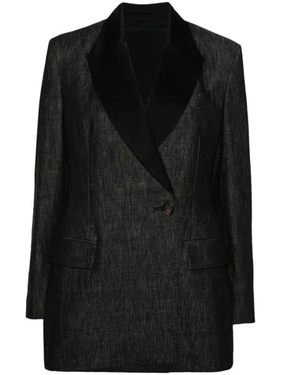 Brunello Cucinelli Double-breasted Denim Blazer In Black  