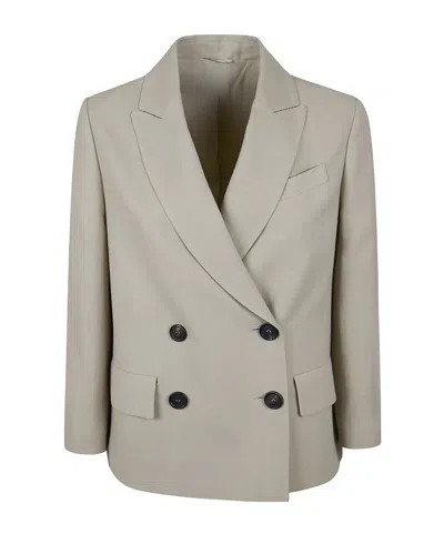 Brunello Cucinelli Double-breasted Blazer In Gray