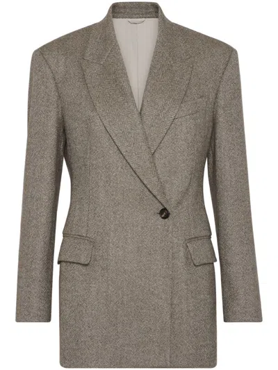 Brunello Cucinelli Long Sleeve Jacket In Gray