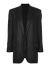 Brunello Cucinelli Pinstripe Wool Flannel Blazer In Grey