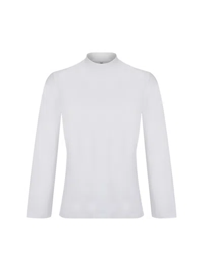 Brunello Cucinelli Mock-neck Long-sleeve T-shirt In White