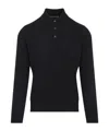 Brunello Cucinelli Cashmere Long Sleeve Polo In Black