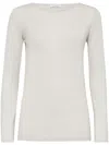 Brunello Cucinelli Cashmere And Silk Sparkling Sweater In White