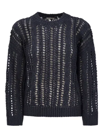Brunello Cucinelli Long-sleeve Open-work Sweater In Multi