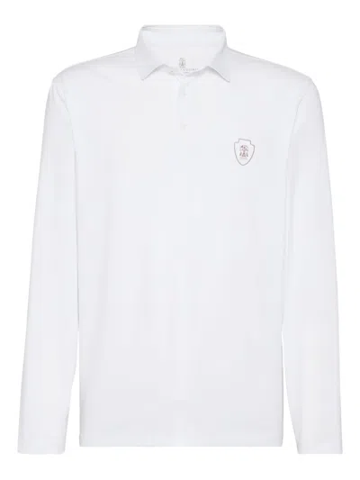 Brunello Cucinelli Long-sleeve Polo Shirt In White