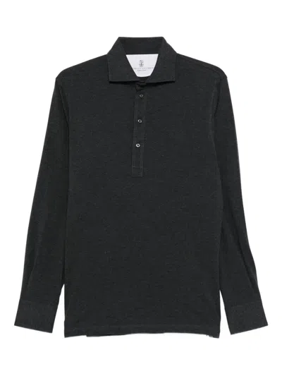 Brunello Cucinelli Long-sleeve Polo Shirt In Black
