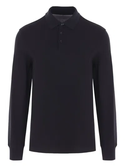Brunello Cucinelli Long-sleeve Polo Shirt In Black
