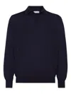 Brunello Cucinelli Long-sleeve Polo Shirt In Blue