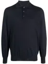 Brunello Cucinelli Long Sleeve Polo Shirt In Blue
