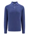 Brunello Cucinelli Long Sleeve Polo Shirt In Blue