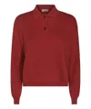 Brunello Cucinelli Ribbed Cotton Knit Polo Shirt In Red