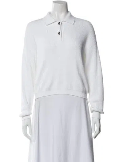 Pre-owned Brunello Cucinelli Long Sleeve Polo In White