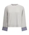 Brunello Cucinelli Cashmere Sweater Striped Cuffs Jewels