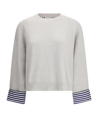 BRUNELLO CUCINELLI BRUNELLO CUCINELLI SHINY SHIRT DETAIL JUMPER