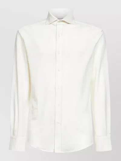 Brunello Cucinelli Long Sleeve Regular Fit Shirt Buttoned Cuffs In White