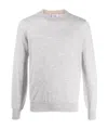 Brunello Cucinelli Crew Neck Wool Sweater With Cashmere Blend In Gray