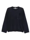 Brunello Cucinelli Long-sleeve Relaxed Fit Sweater With Pocket Detail In Blue