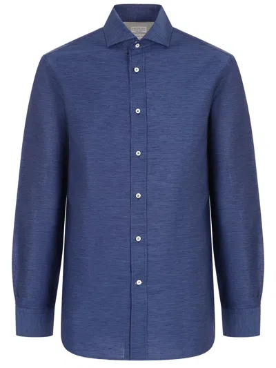 Brunello Cucinelli Long Sleeve Shirt In Blue
