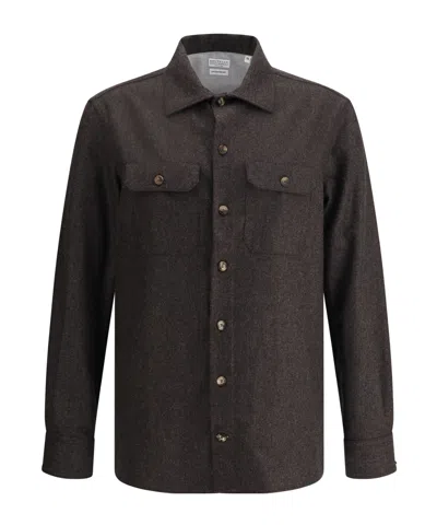 Brunello Cucinelli Long Sleeve Shirt In Brown