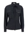 Brunello Cucinelli Bow Pocket Long Sleeve Shirt In Blue