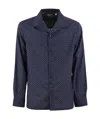 Brunello Cucinelli Men Geometric Print Easy Fit Twill Shirt With Camp Collar In Blue