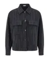 Brunello Cucinelli Knitwear With Chest Pockets And Collared Neck In Blue