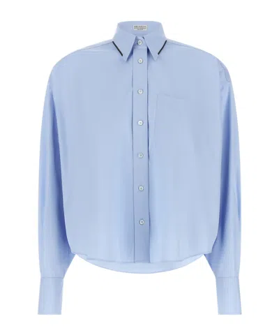 Brunello Cucinelli Long Sleeve Shirt In Blue