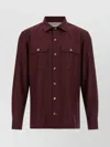 Brunello Cucinelli Long Sleeve Shirt Featuring Chest Pockets In Burgundy