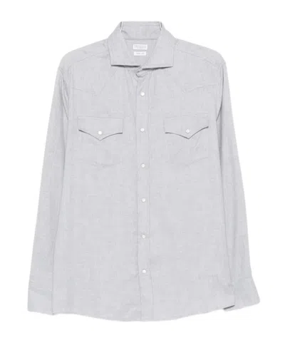 BRUNELLO CUCINELLI DOUBLE-POCKET LONG-SLEEVE SHIRT